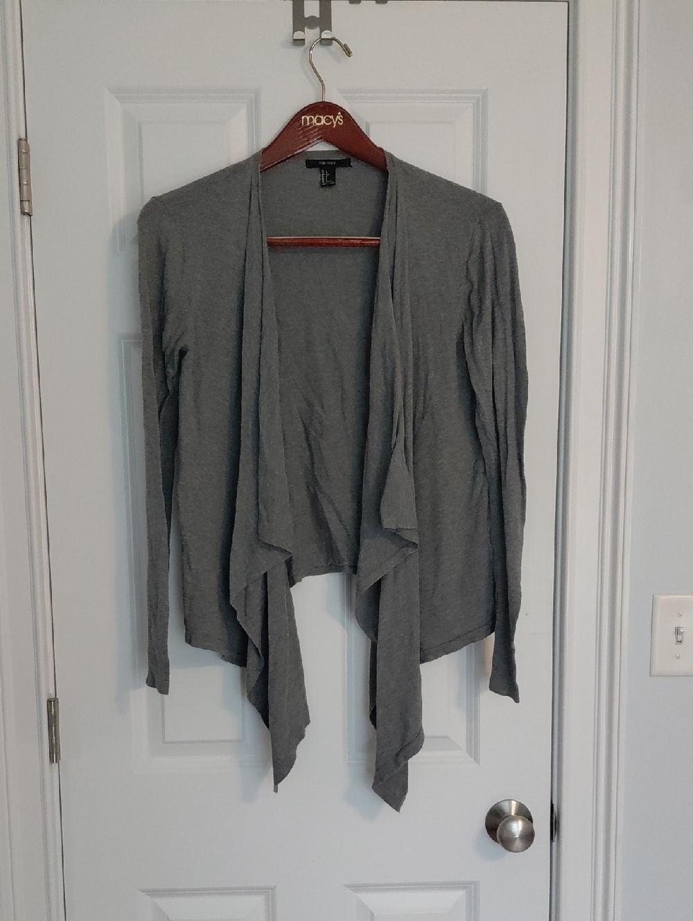 Forever 21 Gray Open-Front Draped Cardigan, Size L